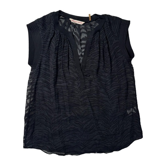 Rebecca Taylor Black Zebra Sleeveless Blouse - Picture 1 of 8